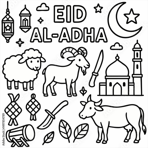 Eid al-Adha Vector Elements – Islamic & Traditional Theme
