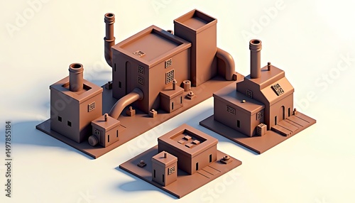 Low-Poly Industrial Complex: A collection of low-poly modeled industrial buildings, featuring factories, power plants and storage units.