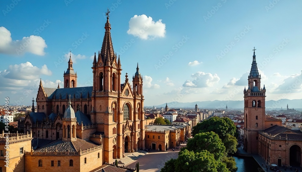 Fototapeta premium Seville Cathedral, Giralda tower, Alc?zar palace, intricate details , history, stone