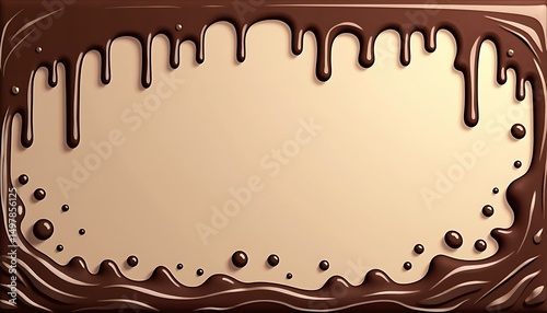 Melted Chocolate Border: A frame crafted from flowing, dark chocolate, enveloping a neutral interior, evoking the allure of rich, sweet indulgence.