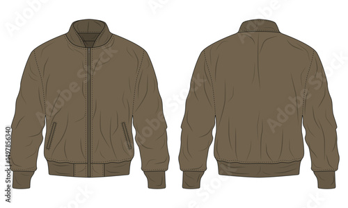 Brown men's bomber jacket mockup