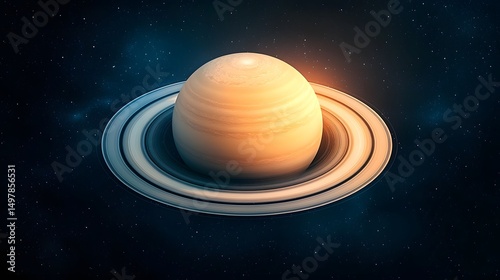 Majestic Saturn with Glowing Rings in Space