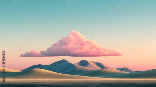 Majestic desert landscape with towering mountains and clouds at sunset