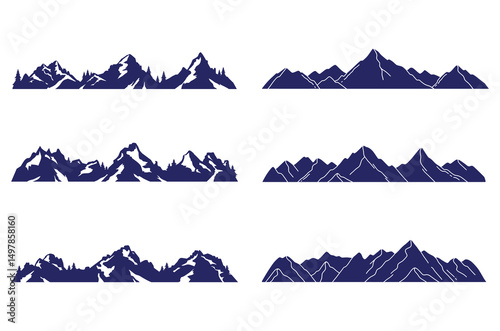 Mountain Range Silhouettes. Vector set of mountain silhouette