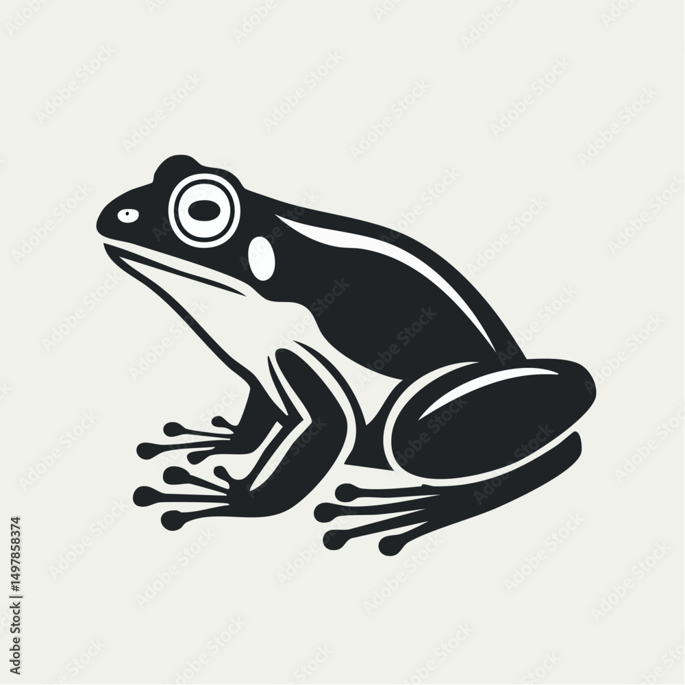 Fototapeta premium Sitting Frog Silhouette — Flat 2D Minimalist Vector