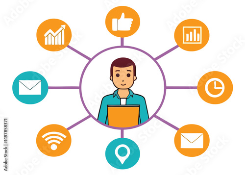 Single digital marketing strategy icon set in eps format featuring diverse marketing elements