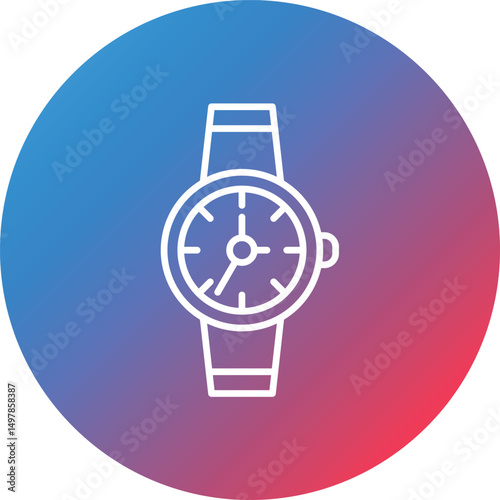 Wristwatch Line Gradient Circle Background Icon