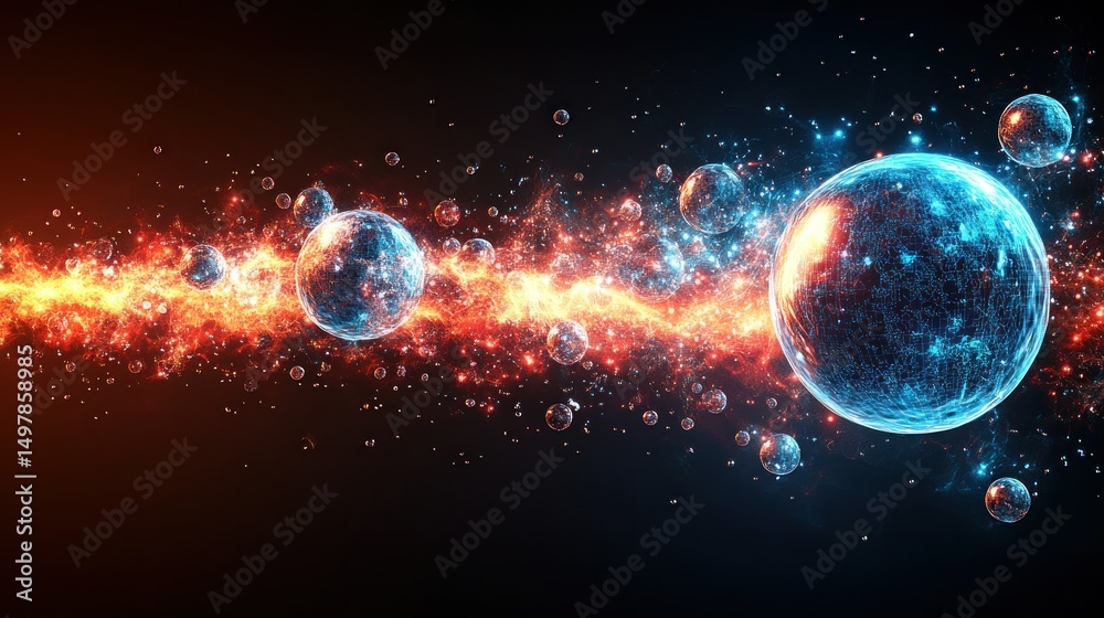 Fototapeta premium Abstract energy flow between hot and cold