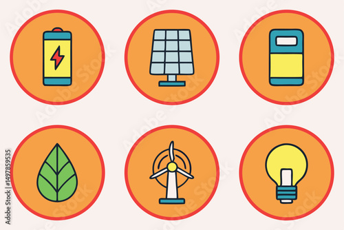 Twelve clean vector energy icons featuring lightning bolt designs for power and electricity themes