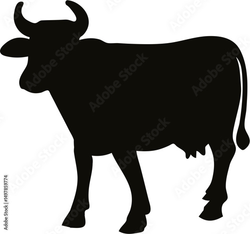 Silhouette of a Dairy Cow: A simple yet impactful silhouette of a dairy cow, its form conveying the essence of farm life.