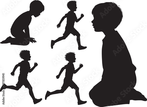 Little child standing silhouette vector illustration