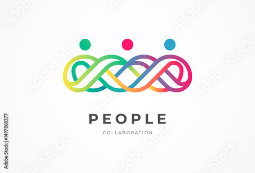 People logo design, Community human Logo with full color, people logo design template design element, vector illustration
