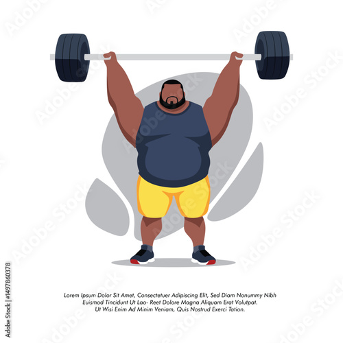 vector Weightlifter Lifting Barbell in Overhead Press vector illustration design Muscular black Man Weightlifter or gym banner illustration