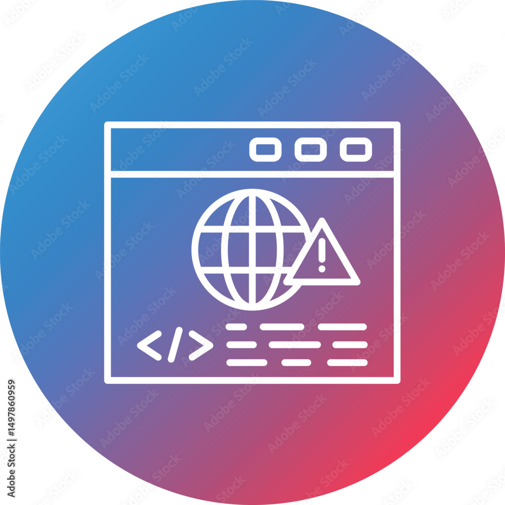 Obraz premium Website Warning Line Gradient Circle Background Icon
