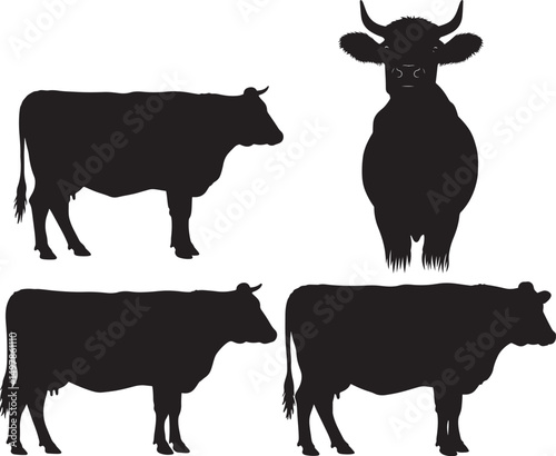 Farm cow standing silhouette vector illustration