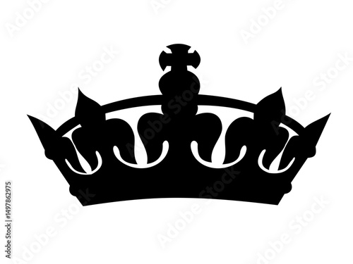 Royal Silhouette: A regal crown, rendered in elegant black, symbolizes authority and prestige, set against a backdrop of simplicity and power.