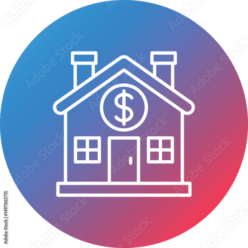 Home Price Line Gradient Circle Background Icon