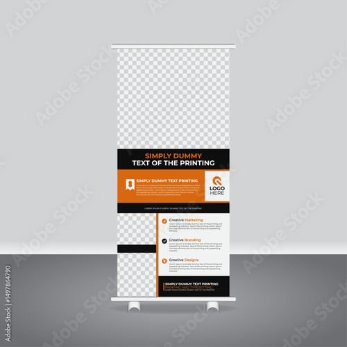 Corporate and Creative Business Pull Up Banner Template Design, Agency Roll Up Banner Template for Events, Marketing, and Promotion
