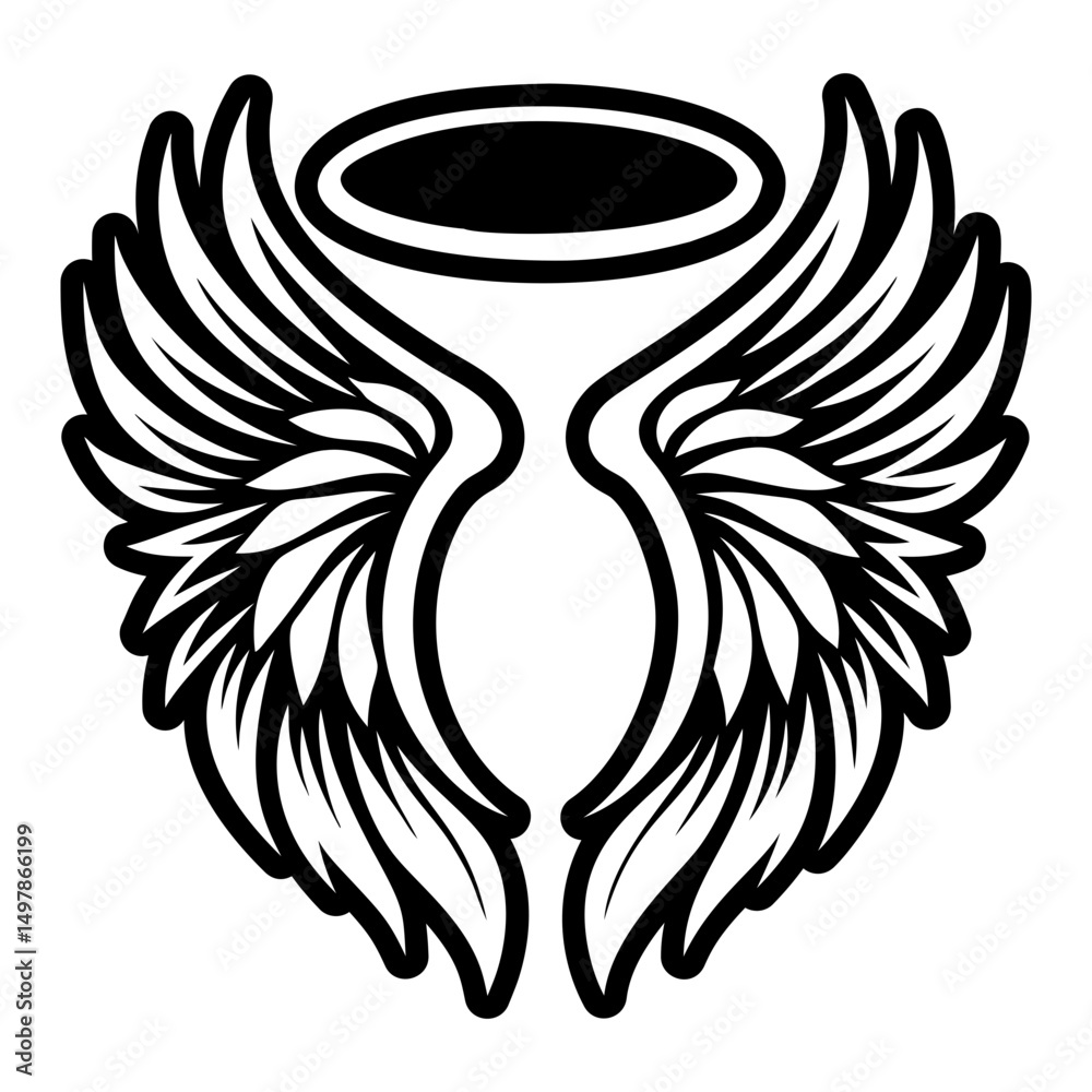 Obraz premium Solid icon depicting angelic wings tattoo
