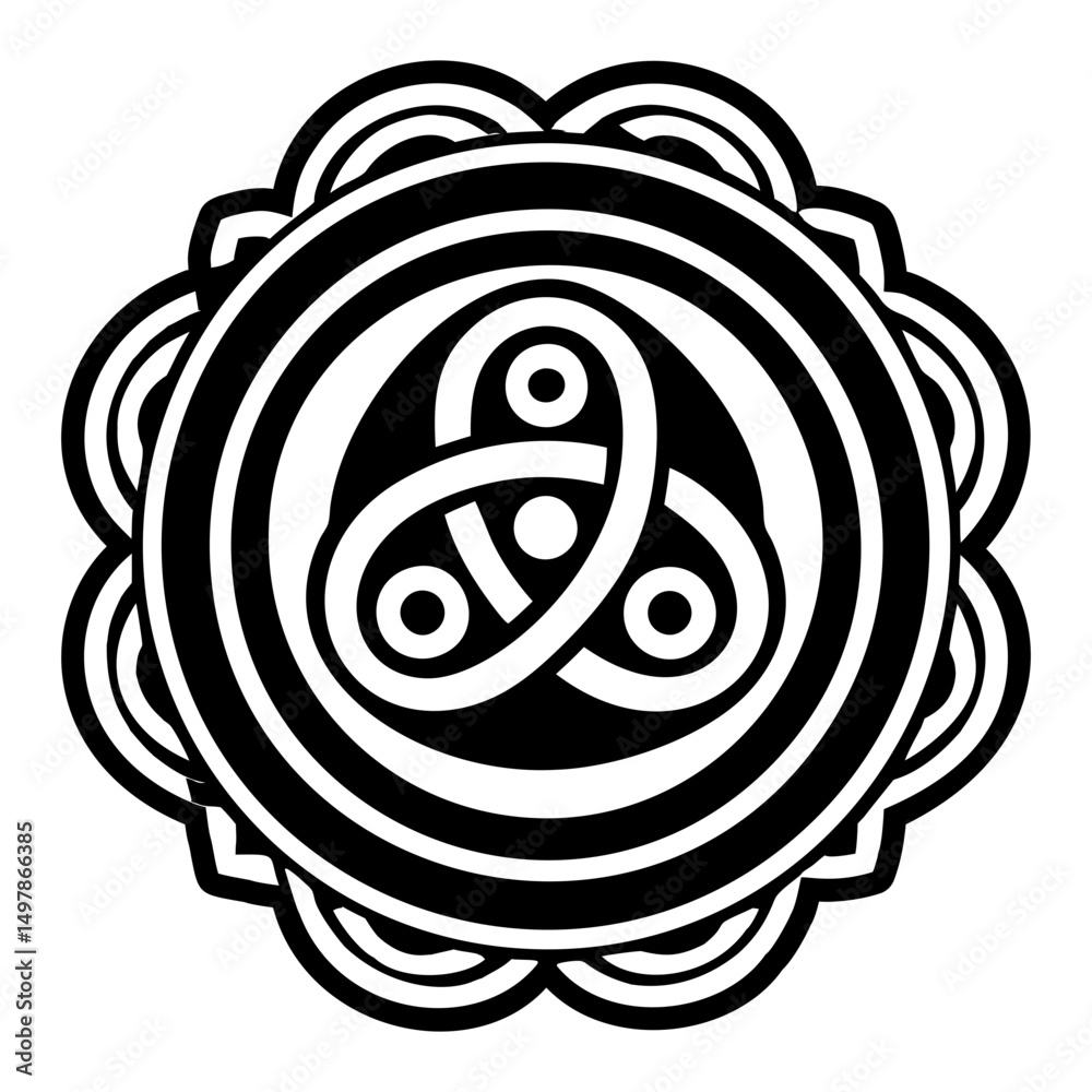 Solid style icon showing triskelion tattoo Solid style icon showing triskelion tattoo