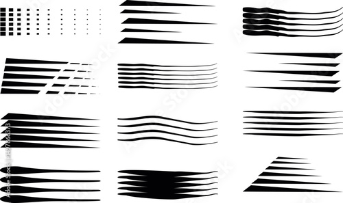 Curved brush strokes. artistic Scroll pen Brush set
