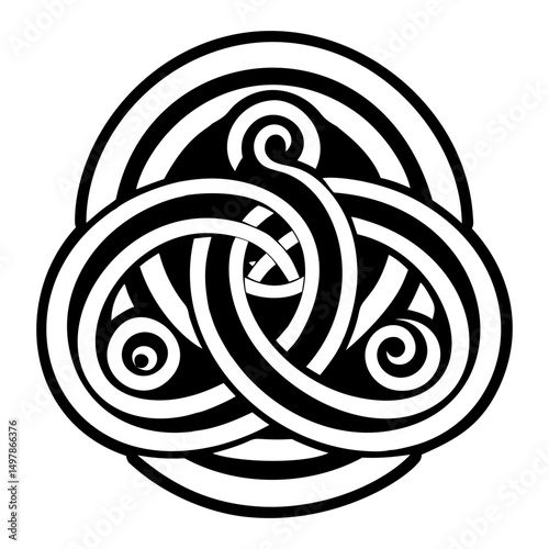 Filled style icon of triple spiral tattoo