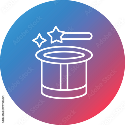 Magic Trick Line Gradient Circle Background Icon
