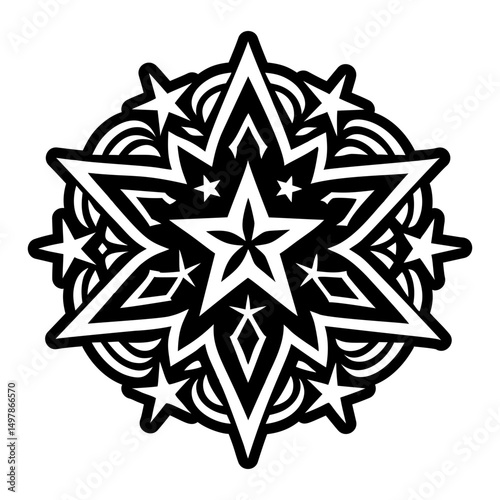 A filled style icon of star tattoo symbol artwork