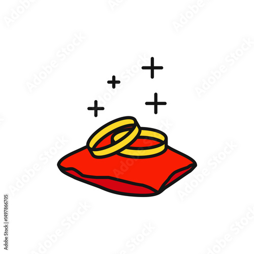 Wedding Ring Pillow with Elegant Design Icon.