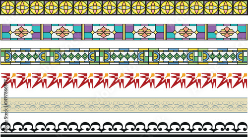 Set of decorative floral seamless ornamental border Graphic Border Element set