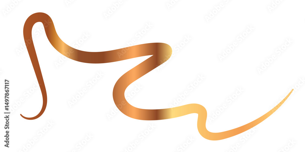 Obraz premium Elegant Gold Copper Gradient Ribbon Design. A dynamic abstract design featuring intertwined, gradient lines in shades of orange and yellow on a white background.