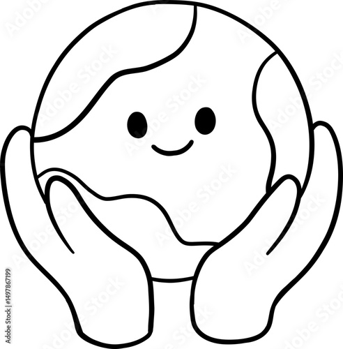 Hand Holding The Earth Globe Outline