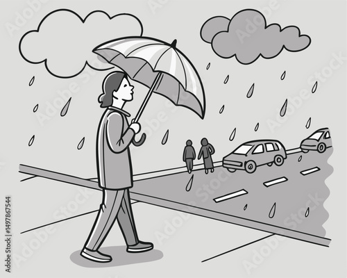 Person Holding Umbrella In Storm