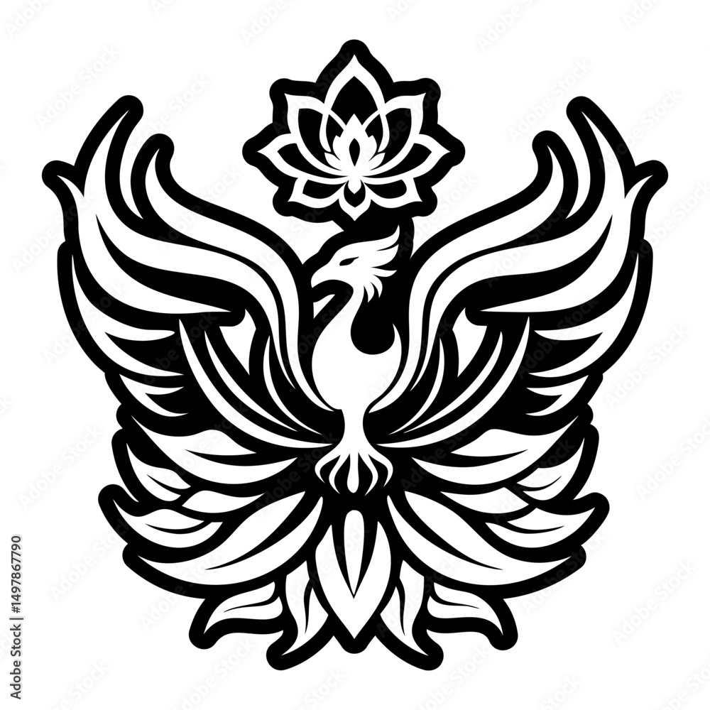 Fototapeta premium A glyph style icon of phoenix tattoo