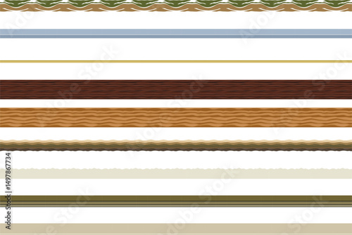 Simple geometric line borders. Minimal decorative dividers and border patterns with dashed, zigzag,  An Graphic Element