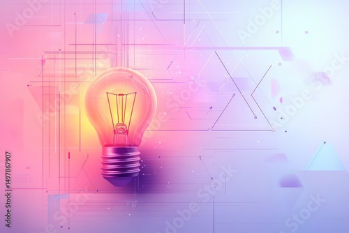 Glowing lightbulb on abstract background