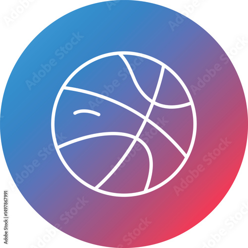 Basketball Line Gradient Circle Background Icon