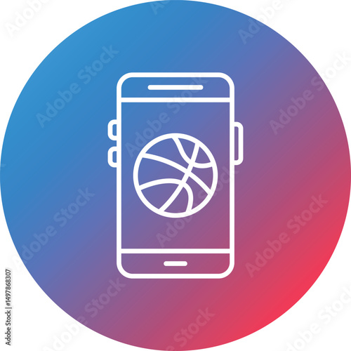 Smartphone Game Line Gradient Circle Background Icon
