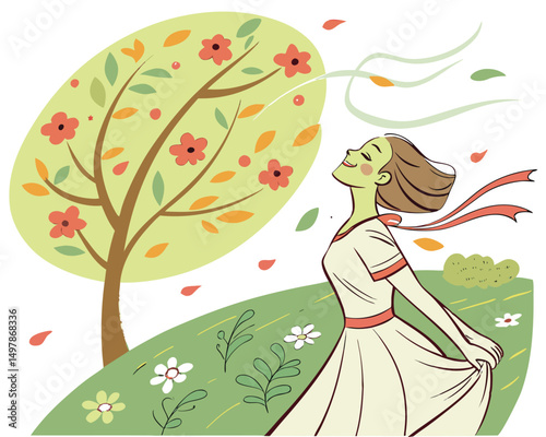 Woman Enjoying Summer Breeze