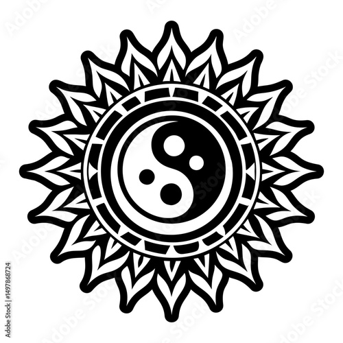 A glyph style icon of yin yang tattoo