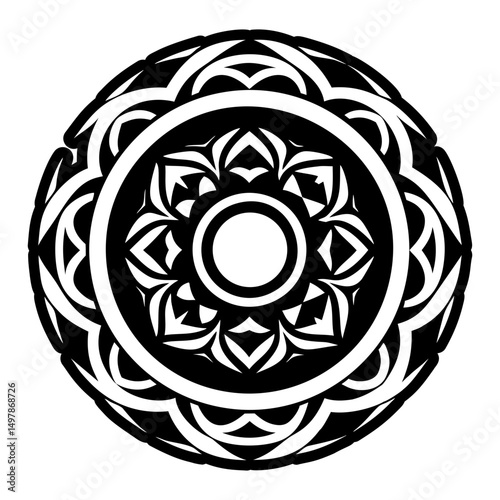 A filled style icon of zen tattoo