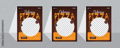 Fast food restaurant business marketing pizza menu flyer template design with fast food, fresh pizza, burger & pasta sale promotion flyer