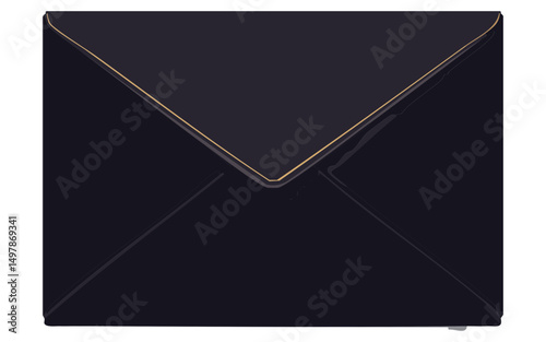 Minimalist Black Sealed Envelope Vector Illustration