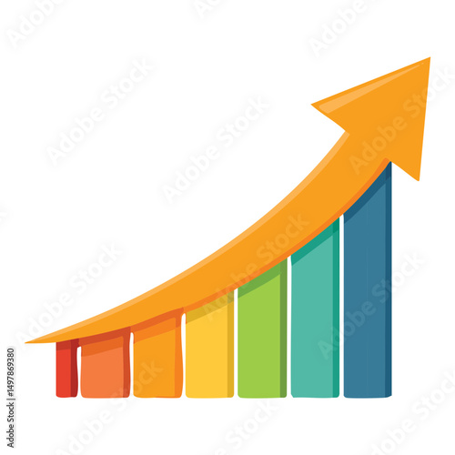 business graph with arrow vector illustration