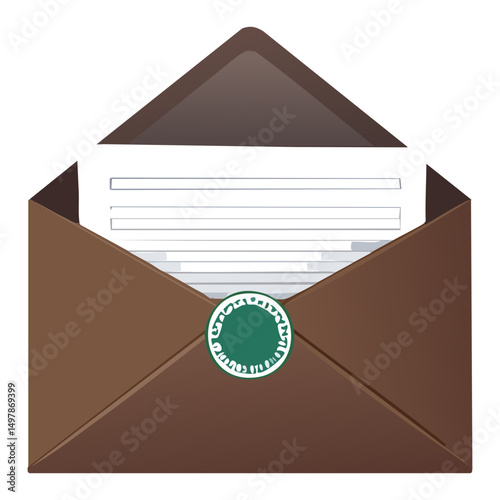 Elegant Brown Certificate Envelope Vector Illustration