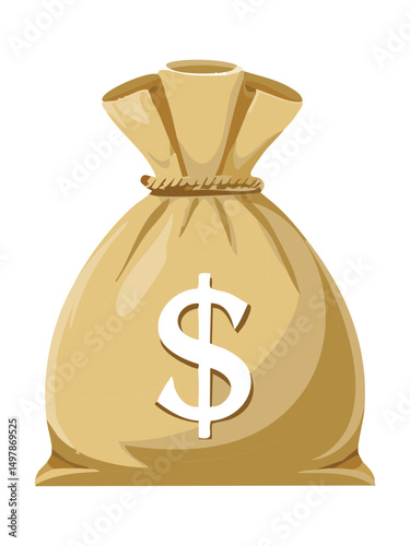 Versatile Cream Money Bag Dollar Vector Illustration
