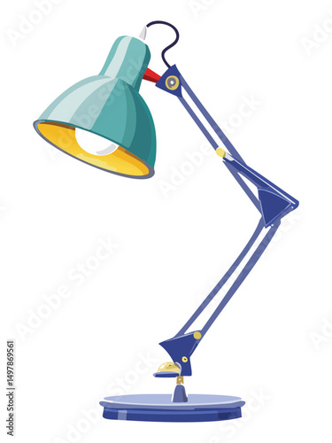 Classic Blue Desk Lamp Study Vector Illustration