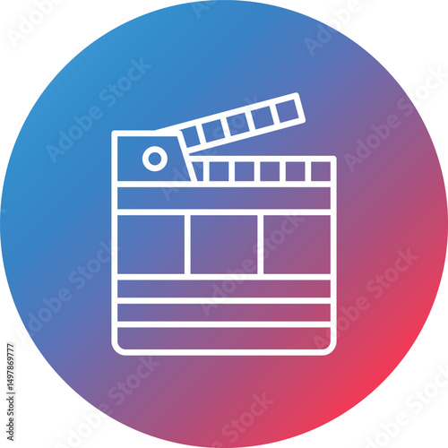 Clapperboard Line Gradient Circle Background Icon