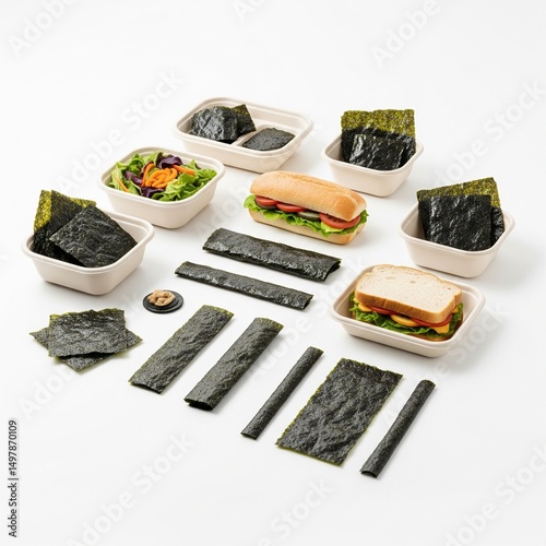 Close-Up Biodegradable Packaging from Seaweed Eco Innovation Flat Lay