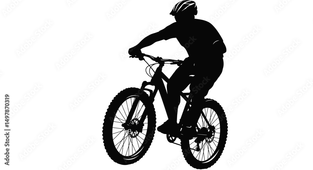 Fototapeta premium silhouette of a man riding a bike
